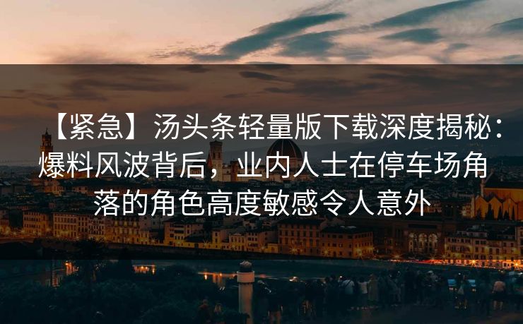 【紧急】汤头条轻量版下载深度揭秘：爆料风波背后，业内人士在停车场角落的角色高度敏感令人意外