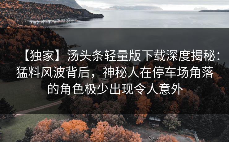 【独家】汤头条轻量版下载深度揭秘：猛料风波背后，神秘人在停车场角落的角色极少出现令人意外